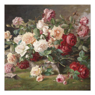 Vintage E. Hariel Stillleben mit Rosen Fotodruck