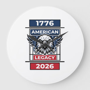 Vintage Eagle 1776 2026 Shirt Patriotische Typogra Große Wanduhr