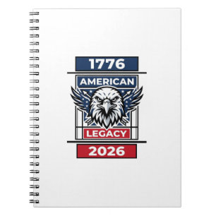 Vintage Eagle 1776 2026 Shirt Patriotische Typogra Notizblock