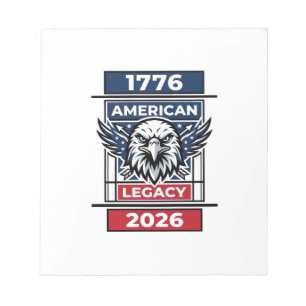 Vintage Eagle 1776 2026 Shirt Patriotische Typogra Notizblock