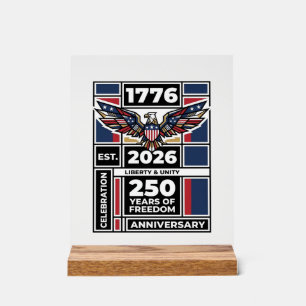 Vintage Eagle 1776 2026 T-Shirt Patriotische Typog Acrylschild