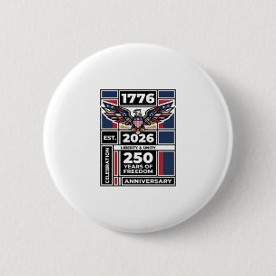 Vintage Eagle 1776 2026 T-Shirt Patriotische Typog Button