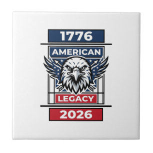 Vintage Eagle 1776 2026 T-Shirt Patriotische Typog Fliese