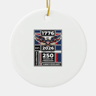 Vintage Eagle 1776 2026 T-Shirt Patriotische Typog Keramik Ornament