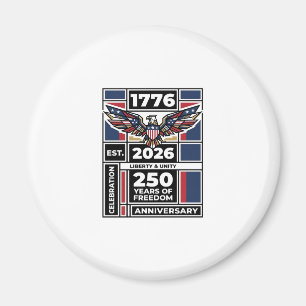 Vintage Eagle 1776 2026 T-Shirt Patriotische Typog Magnet