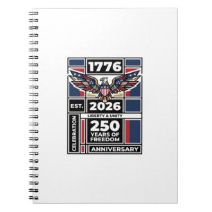 Vintage Eagle 1776 2026 T-Shirt Patriotische Typog Notizblock