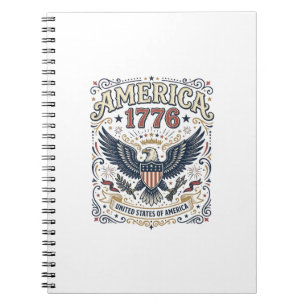 Vintage Eagle America 1776 Patriotisch Notizblock