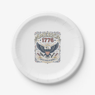 Vintage Eagle America 1776 Patriotisch Pappteller