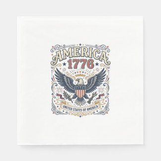 Vintage Eagle America 1776 Patriotisch Serviette