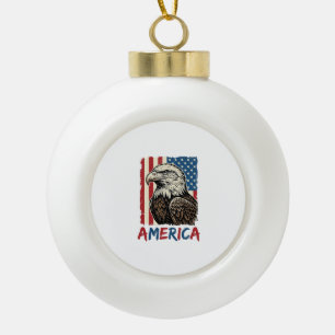 Vintage Eagle America Patriotisches Shirt Design_1 Keramik Kugel-Ornament