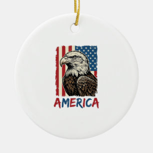 Vintage Eagle America Patriotisches Shirt Design_1 Keramik Ornament
