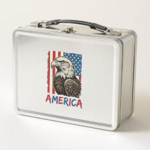 Vintage Eagle America Patriotisches Shirt Design_1 Metall Brotdose