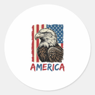 Vintage Eagle America Patriotisches Shirt Design_1 Runder Aufkleber