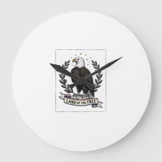 Vintage Eagle Land of the Free Patriotisches Shirt Große Wanduhr