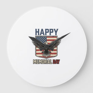Vintage Eagle Memorial Day Patriotisches Shirt Des Große Wanduhr