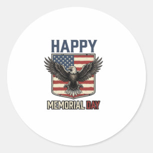 Vintage Eagle Memorial Day Patriotisches Shirts De Runder Aufkleber