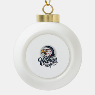 Vintage Eagle Veteran Patriotic Shirt Design_1 Keramik Kugel-Ornament