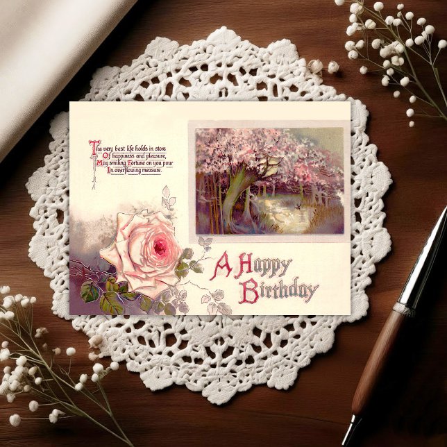 Vintage Early 1900's Birthday Greeting Postcard Postkarte (Von Creator hochgeladen)