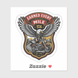 Vintage Earned Every Mile MC Biker Adler Aufkleber