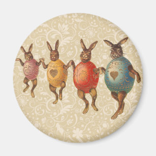 Vintage Easter Bunnies Dancing with Egg Costumes Magnet