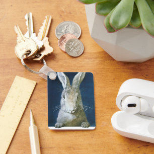 Vintage Easter Bunny, Cute Furry White Rabbit Schlüsselanhänger