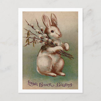Vintage Easter Bunny Greetings Feiertagspostkarte
