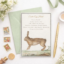 Vintage Easter Bunny Invitation - Easter Egg Hunt Einladung