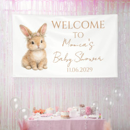 Vintage Easter Bunny Rabbit Baby Watercolor Banner