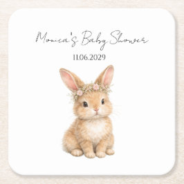 Vintage Easter Bunny Rabbit Baby Watercolor Rechteckiger Pappuntersetzer