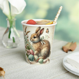 Vintage Easter Bunny Rabbit Egg Watercolor Pappbecher