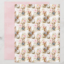 Vintage Easter Bunny Scrapbook Paper