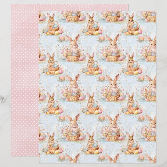 Vintage Easter Bunny Scrapbook Paper (Vorne/Hinten)