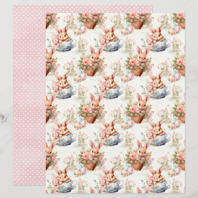 Vintage Easter Bunny Scrapbook Paper (Vorne/Hinten)
