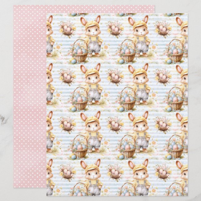 Vintage Easter Bunny Scrapbook Paper (Vorne/Hinten)