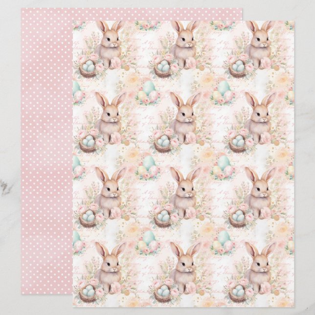 Vintage Easter Bunny Scrapbook Paper (Vorne/Hinten)