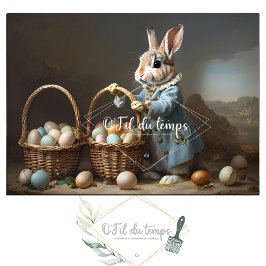 Vintage Easter Bunny With Colorful Egg Basket Seidenpapier