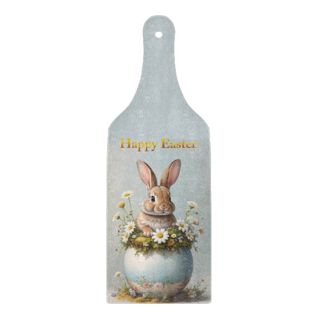Vintage Easter Bunny with daisies Schneidebrett (Vorderseite)