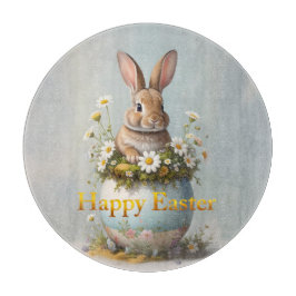 Vintage Easter Bunny with daisies Schneidebrett