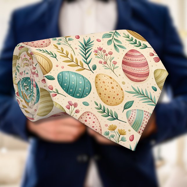 Vintage Easter Eggs with Floral Buds Krawatte (Von Creator hochgeladen)