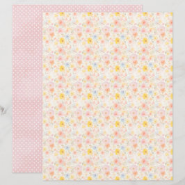 Vintage Easter Floral Background Scrapbook Paper