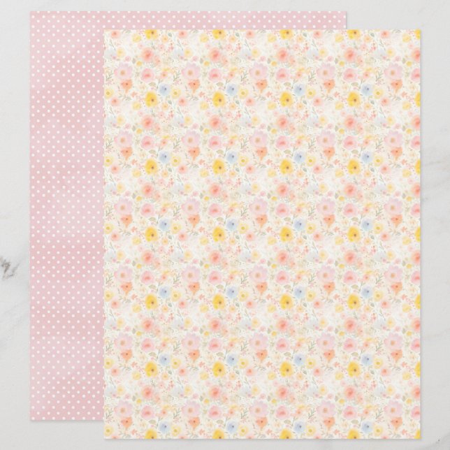 Vintage Easter Floral Background Scrapbook Paper (Vorne/Hinten)