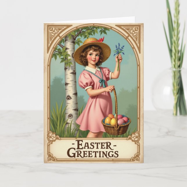 Vintage Easter Greetings Card Karte (Vorderseite)