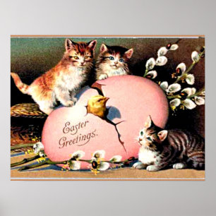 Vintage Easter Greetings Poster