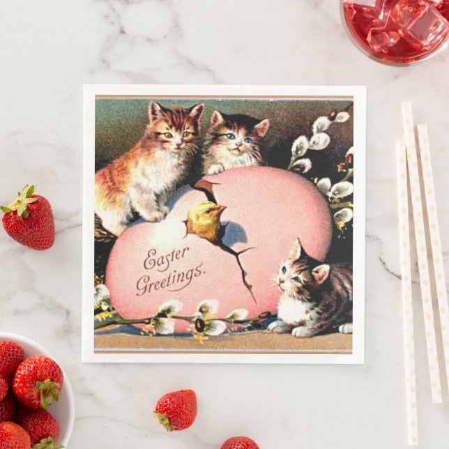 Vintage Easter Greetings Serviette (Beispiel)