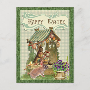 Vintage Easter Rabbit Holiday Postkarte