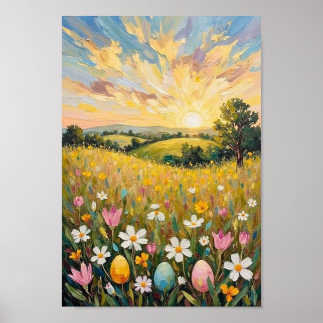 Vintage Easter Sunrise Spring Field Art Poster (Vorne)