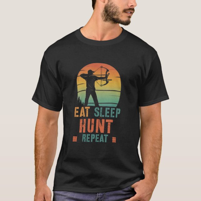 Vintage Eat Sleep Bow Hunt Repeat T-Shirt (Vorderseite)