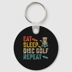 Vintage Eat Sleep Disc Golf Repeat Spieler Golfer Schlüsselanhänger