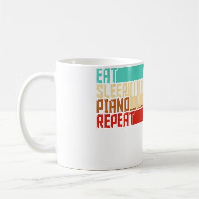 Vintage Eat Sleep Repeat Klavier Kaffeetasse (Links)