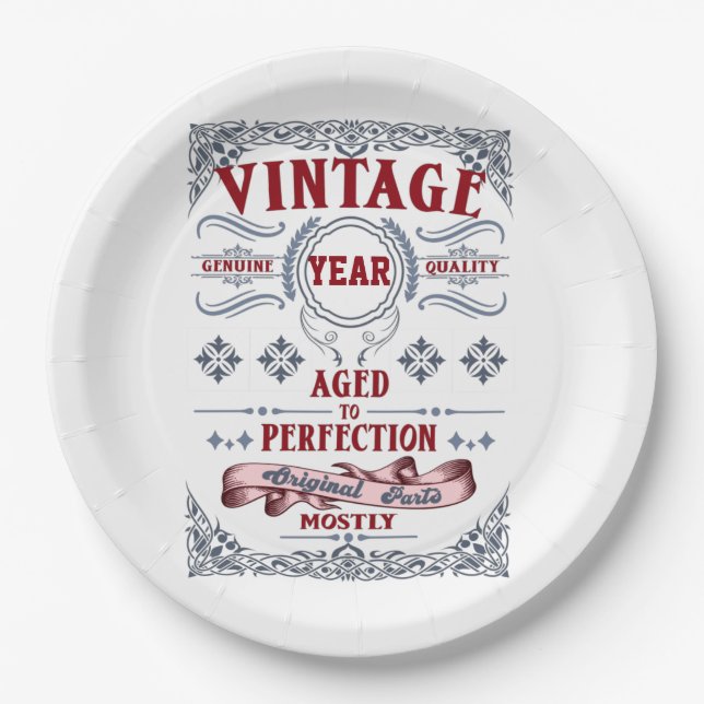 Vintage, echte Qualität, bis zur Perfektion gealte Pappteller (Vorderseite)